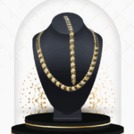 21K Yellow Gold Oval Link Necklace & Bracelet Set with Sparkling Accents