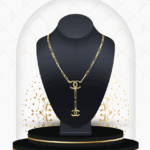 18K Gold Double Emblem Drop Necklace