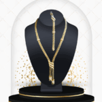 18K Gold Braided Lariat Necklace & Bracelet Set